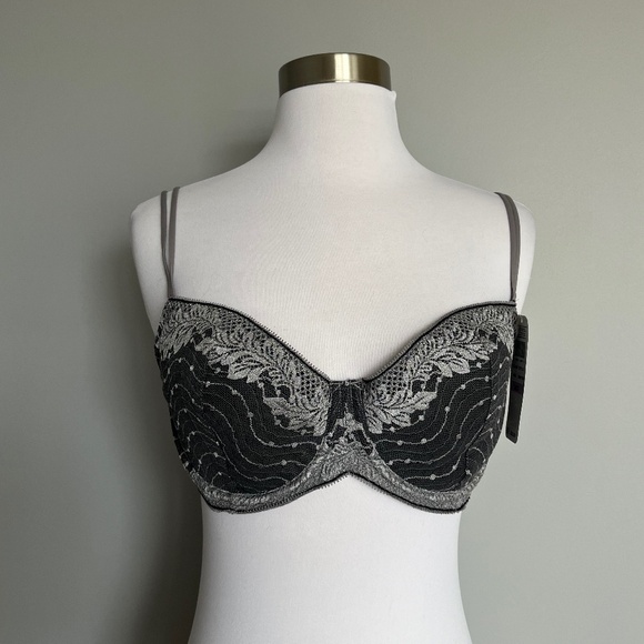 NWT WACOAL Absolute Elegance Contour Underwire Bra 853168 Gray & Silver 36D - Picture 3 of 8